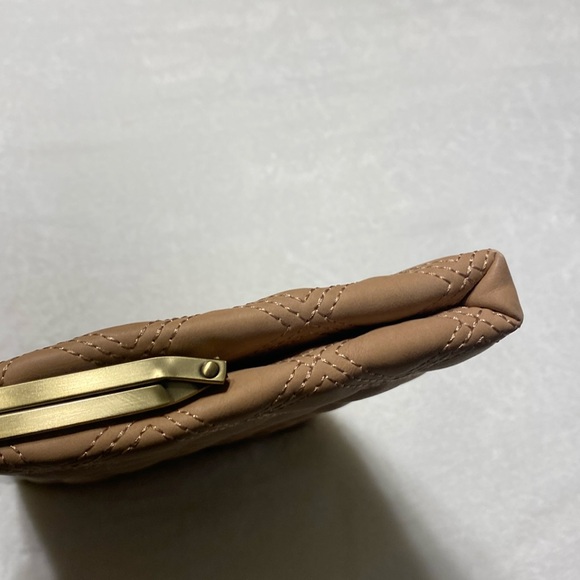 Rachel Roy Quilted Tan Faux Leather Clutch With Gold-Robe Hardware - Picture 10 of 14